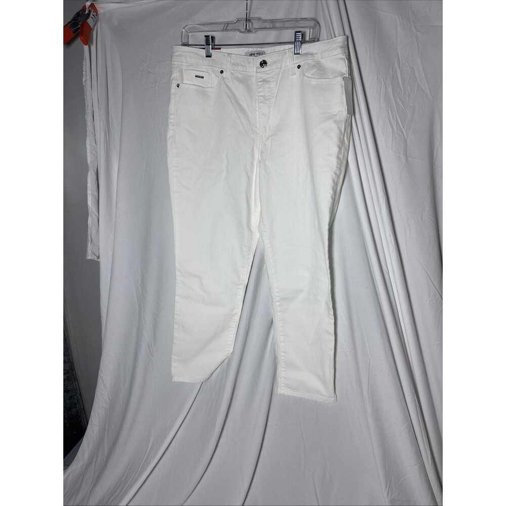 Nine West Women's Jeans Color White Size 14 Gramercy Crop Slim Fit Soft Touch